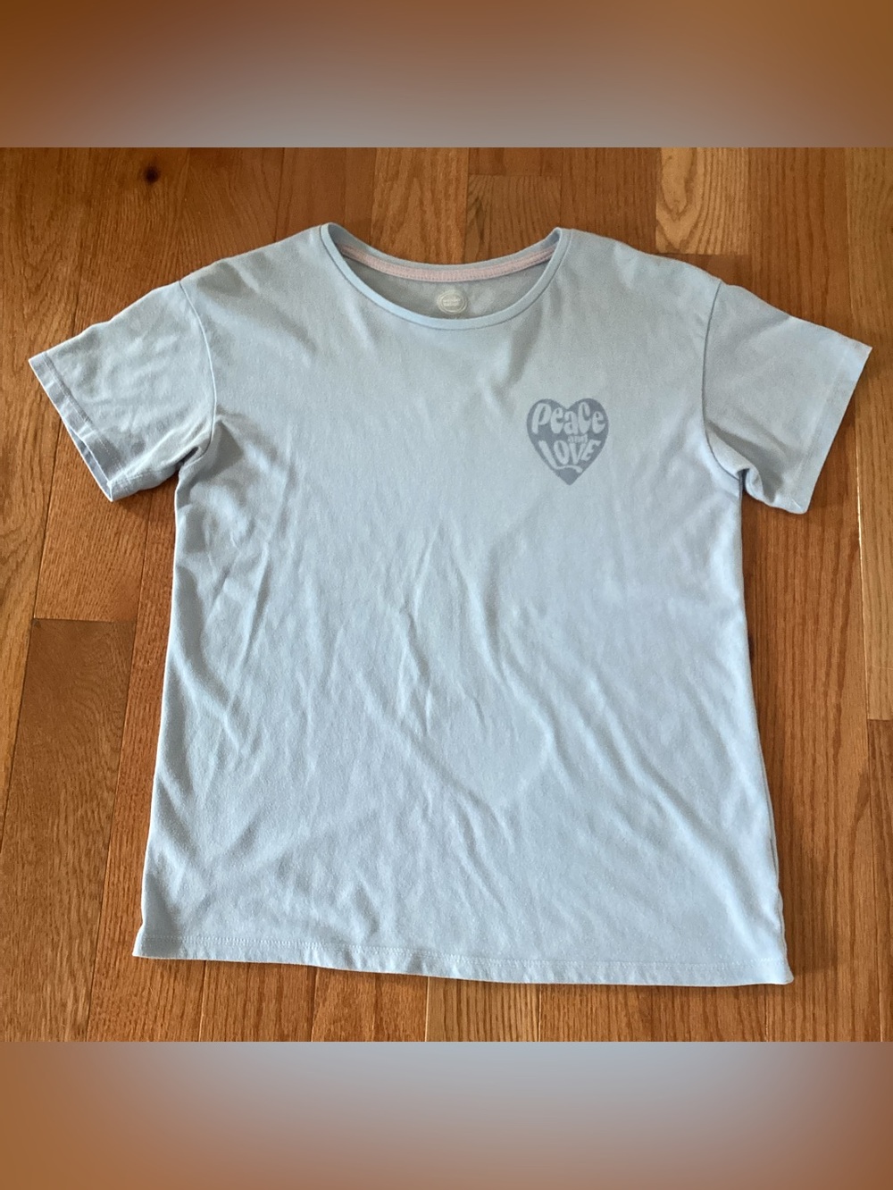 wonder nation - Light Blue 'Peace Love' Short Sleeve Tee - girls XL 14/16